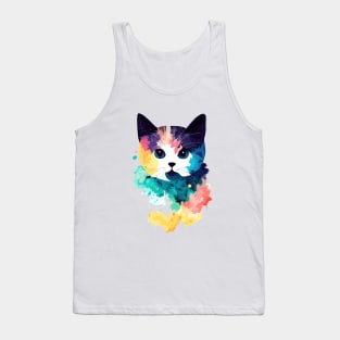 Cat Wild Nature Animal Colors Art Paint Tank Top